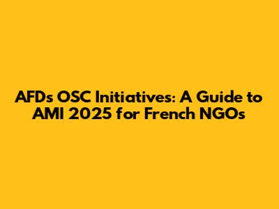 AFD's OSC Initiatives: A Guide to AMI 2025 for French NGOs