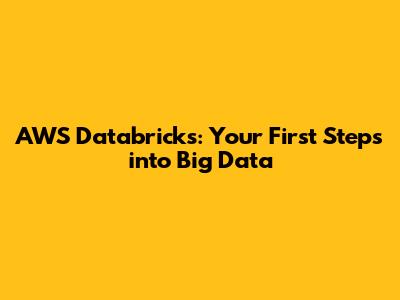 AWS Databricks: Your First Steps into Big Data