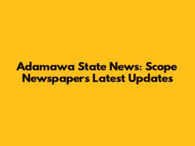 Adamawa State News: Scope Newspaper's Latest Updates
