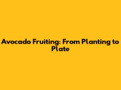Avocado Fruiting: From Planting to Plate