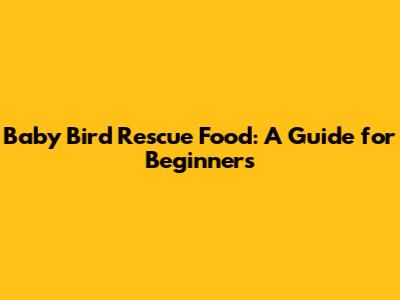Baby Bird Rescue Food: A Guide for Beginners