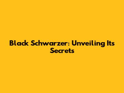 Black Schwarzer: Unveiling Its Secrets