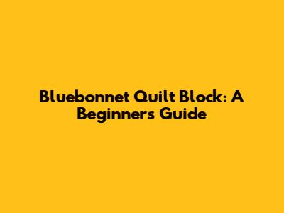Bluebonnet Quilt Block: A Beginner's Guide