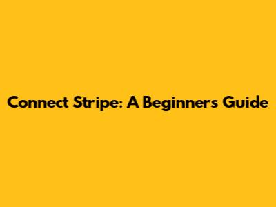 Connect Stripe: A Beginner's Guide