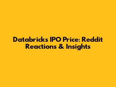 Databricks IPO Price: Reddit Reactions & Insights