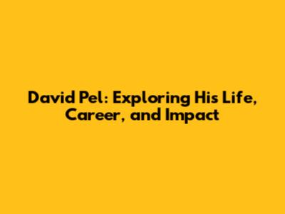 David Pel: Exploring His Life, Career, and Impact