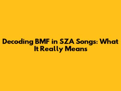Decoding BMF in SZA Songs: What It Really Means