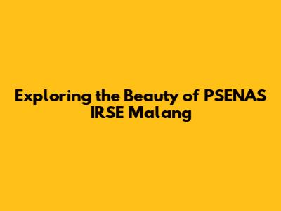 Exploring the Beauty of PSENAS IRSE Malang