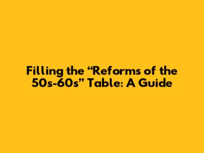 Filling the “Reforms of the 50s-60s” Table: A Guide