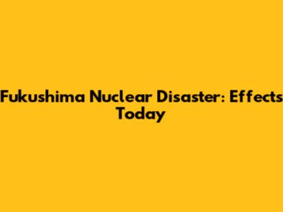 Fukushima Nuclear Disaster: Effects Today