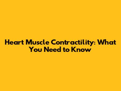 Heart Muscle Contractility: What You Need to Know