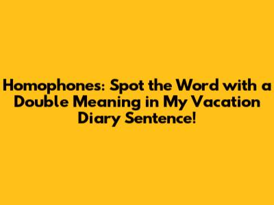 Homophones: Spot the Word with a Double Meaning in My Vacation Diary Sentence!