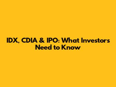 IDX, CDIA & IPO: What Investors Need to Know