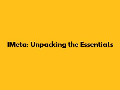 IMeta: Unpacking the Essentials