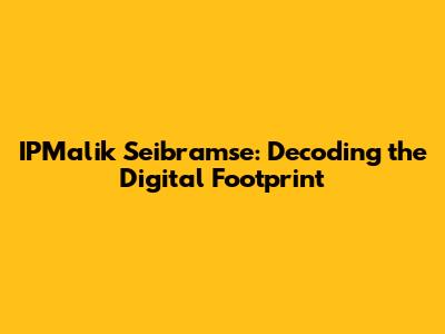 IPMalik Seibramse: Decoding the Digital Footprint