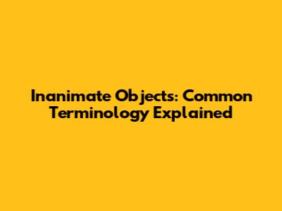 Inanimate Objects: Common Terminology Explained