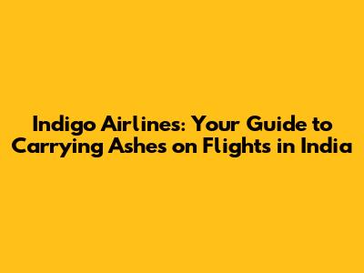 Indigo Airlines: Your Guide to Carrying Ashes on Flights in India
