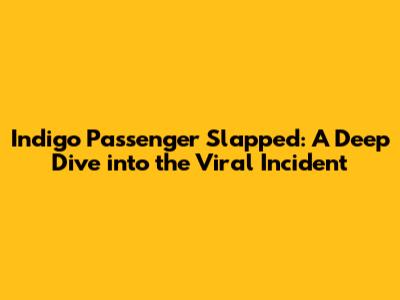 Indigo Passenger Slapped: A Deep Dive into the Viral Incident