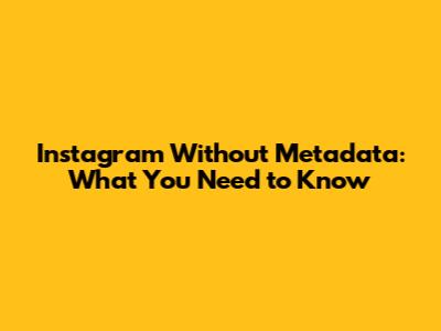 Instagram Without Metadata: What You Need to Know