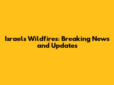Israel's Wildfires: Breaking News and Updates