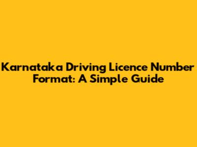 Karnataka Driving Licence Number Format: A Simple Guide