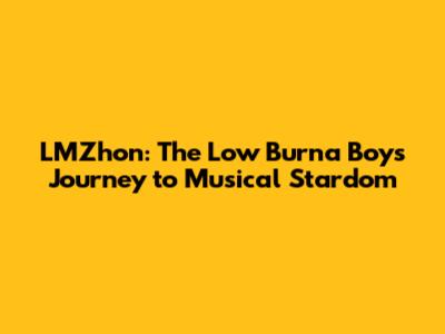 LMZhon: The Low Burna Boy's Journey to Musical Stardom