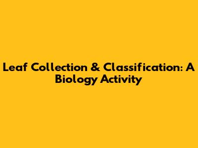 Leaf Collection & Classification: A Biology Activity