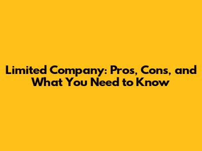 Limited Company: Pros, Cons, and What You Need to Know