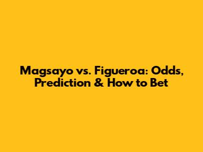 Magsayo vs. Figueroa: Odds, Prediction & How to Bet