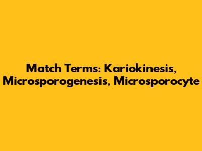 Match Terms: Kariokinesis, Microsporogenesis, Microsporocyte