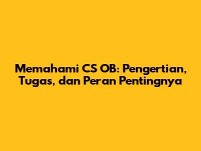 Memahami CS OB: Pengertian, Tugas, dan Peran Pentingnya