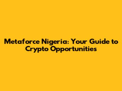 Metaforce Nigeria: Your Guide to Crypto Opportunities
