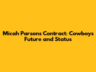 Micah Parsons Contract: Cowboys Future and Status