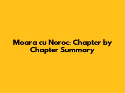 Moara cu Noroc: Chapter by Chapter Summary