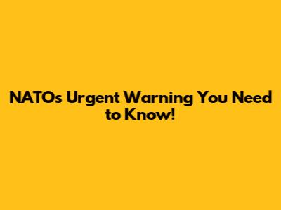 NATO's Urgent Warning You Need to Know!