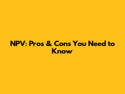 NPV: Pros & Cons You Need to Know