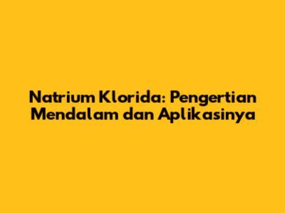 Natrium Klorida: Pengertian Mendalam dan Aplikasinya