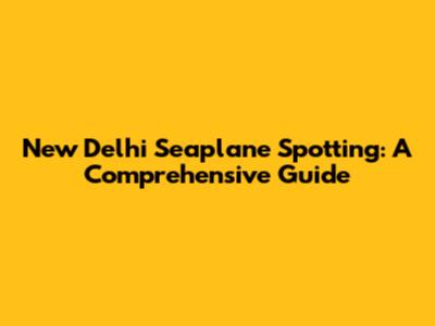 New Delhi Seaplane Spotting: A Comprehensive Guide