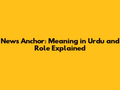News Anchor: Meaning in Urdu and Role Explained