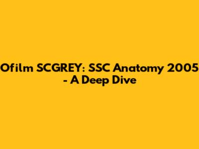 Ofilm SCGREY: SSC Anatomy 2005 - A Deep Dive