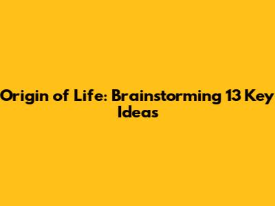 Origin of Life: Brainstorming 13 Key Ideas