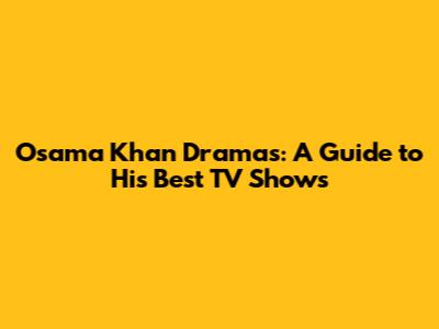 Osama Khan Dramas: A Guide to His Best TV Shows