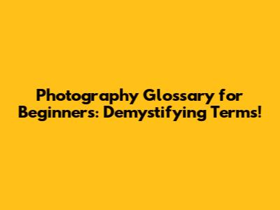 Photography Glossary for Beginners: Demystifying Terms!