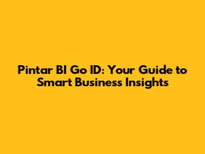 Pintar BI Go ID: Your Guide to Smart Business Insights