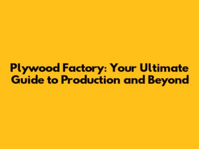 Plywood Factory: Your Ultimate Guide to Production and Beyond