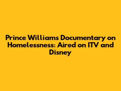 Prince William's Documentary on Homelessness: Aired on ITV and Disney