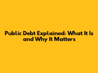 Public Debt Explained: What It Is and Why It Matters