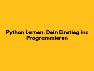 Python Lernen: Dein Einstieg ins Programmieren