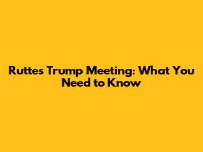 Rutte's Trump Meeting: What You Need to Know