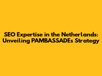 SEO Expertise in the Netherlands: Unveiling PAMBASSADE's Strategy
